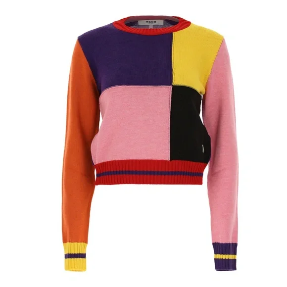 MSGM Color Block Patchwork Wool-Blend Sweater (Multicolored) - Picture 7 of 16